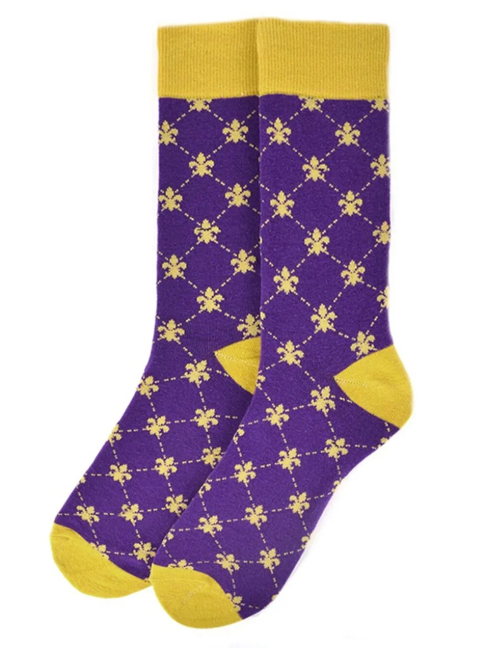 Men's Fleur-de-lis Socks - Purple W/ Yellow/Gold- NWT